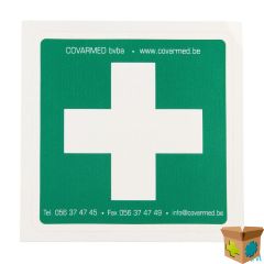 STICKER GROEN WIT KRUIS EHBO 10X10CM