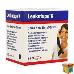 LEUKOTAPE K KLEEFWINDEL ELAST ZWART 5CMX5M 1
