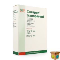 CURAPOR TRANSPARANT STERIEL 10CMX15CM 25 13103