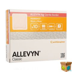 ALLEVYN AG VERBAND KLEVEND SILIC. 10X10CM 10