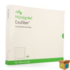 EXUFIBER GELLING FIBRE DRESSING STER 15 X 15CM 10