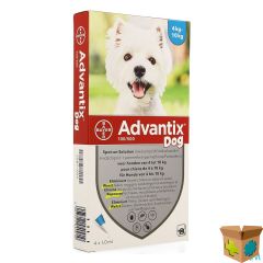 ADVANTIX 100/ 500 HONDEN 4<10KG FL 4X1,0ML