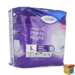 TENA PROSKIN PANTS NIGHT SUPER LARGE 10