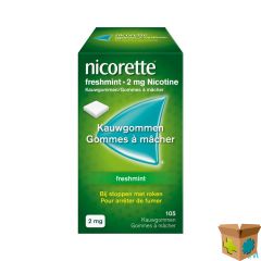 NICORETTE FRESHMINT KAUWGOM SUIKERVRIJ 105X2MG