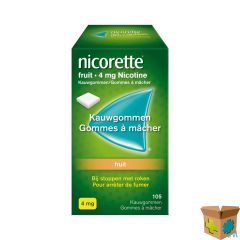 NICORETTE FRUIT KAUWGOM SUIKERVRIJ 105X4MG