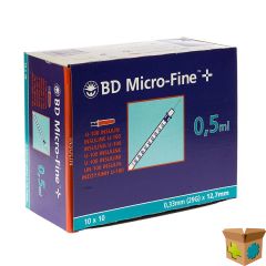 BD MICROFINE+ INS.SPUIT 0,5ML 29G 12,7MM100 324824