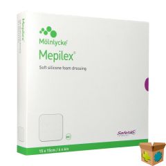 MEPILEX SCHUIMVERB SIL ABS STER 15X15CM 5 294300