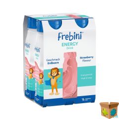 FREBINI ENERGY DRINK KINDEREN AARDBEI FL 4X200ML