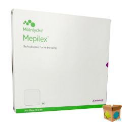 MEPILEX SCHUIMVERB SIL ABS STER 20X20CM 5 294400