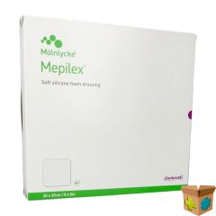 MEPILEX SCHUIMVERB SIL ABS STER 20X20CM 5 294400