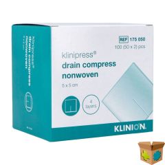 KLINION DRAINKOMPRES N/WOV.4L 5X 5CM 50X2 4175050
