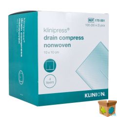 KLINION NW DRAINCOMPRES 10X10CM 4LAGEN 175051 50X2