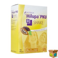 MILUPA PKU 3 SHAKE CHOCOLADE ZAKJE 10X50G