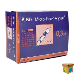 BD MICROFINE+ INS.SP.DEMI 0,3ML 30G 8MM 100 324826
