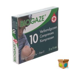 BIOGAZE VERBANDGAAS GEIMPREGNEERD 5X 5CM 10