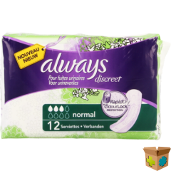 ALWAYS DISCREET INCONTINENCE PAD NORMAL 12