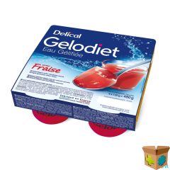 GELODIET GELWATER GESUIKERD AARDBEI POT 4X120G