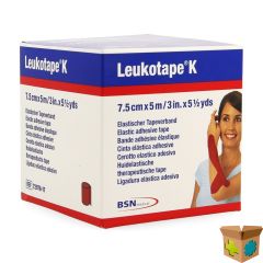 LEUKOTAPE K KLEEFWINDEL ELAST ROOD 7,5CMX5M 1