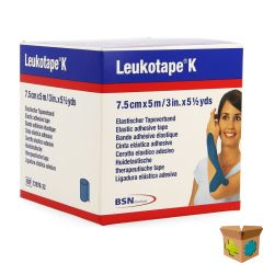 LEUKOTAPE K KLEEFWINDEL ELAST BLAUW 7,5CMX5M 1