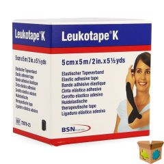 LEUKOTAPE K KLEEFWINDEL ELAST ZWART 5CMX5M 1