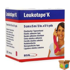 LEUKOTAPE K KLEEFWINDEL ELAST ROZE 5CMX5M 1