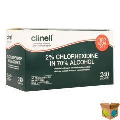 CLINELL ALCOHOLDOEKJES+2% CHLOORHEXIDINE 240