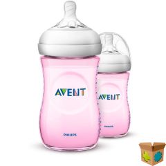 PHILIPS AVENT NATURAL 2.0 ZUIGFLES 260ML ROZE DUO