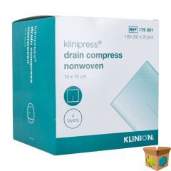KLINION NW DRAINCOMPRES 10X10CM 4LAGEN 175051 50X2